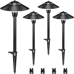 SUNVIE Low Voltage Pathway Lights LED Landscape Lights Low Voltage 3W 12-24V 3000K Landscape Lighting Cast-Aluminum Waterproof Landscape Path Lights for Yard Walkway Garden ETL Listed Cord, 4 Pack