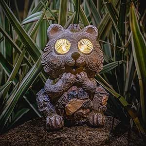 CMTGYPIN Solar-Powered LED Bear Garden Light,Durable Resin Yard Ornament Outdoor Figurine for Gardens, Patios, and Lawns Perfect Christmas Decoration and Gift (Bear)