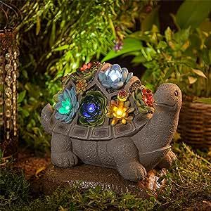 MALISTER 11.5 Inch Solar Garden Turtle Figurines Outdoor Decor, Outdoor Statues with 7 LEDs for Patio Decor, Garden Decor Garden Art Outdoor Lawn Decor Yard Art, Housewarming Garden Gifts turtle gifts