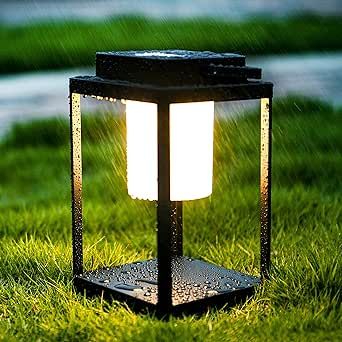 BRIMMEL Aluminum Outdoor Table Lamp Lanterns for Patio Portable Table Lantern 35W 3000K 3-Level Brightness Touch Control LED IP44 Waterproof Cordless Rechargeable Outdoor Light with USB Port